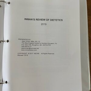 Inman's Review of Dietetics 2019 Binder